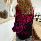 Aotearoa Maori Koru Women Casual Shirt Polynesian Pacific Tribal - Pink LT9