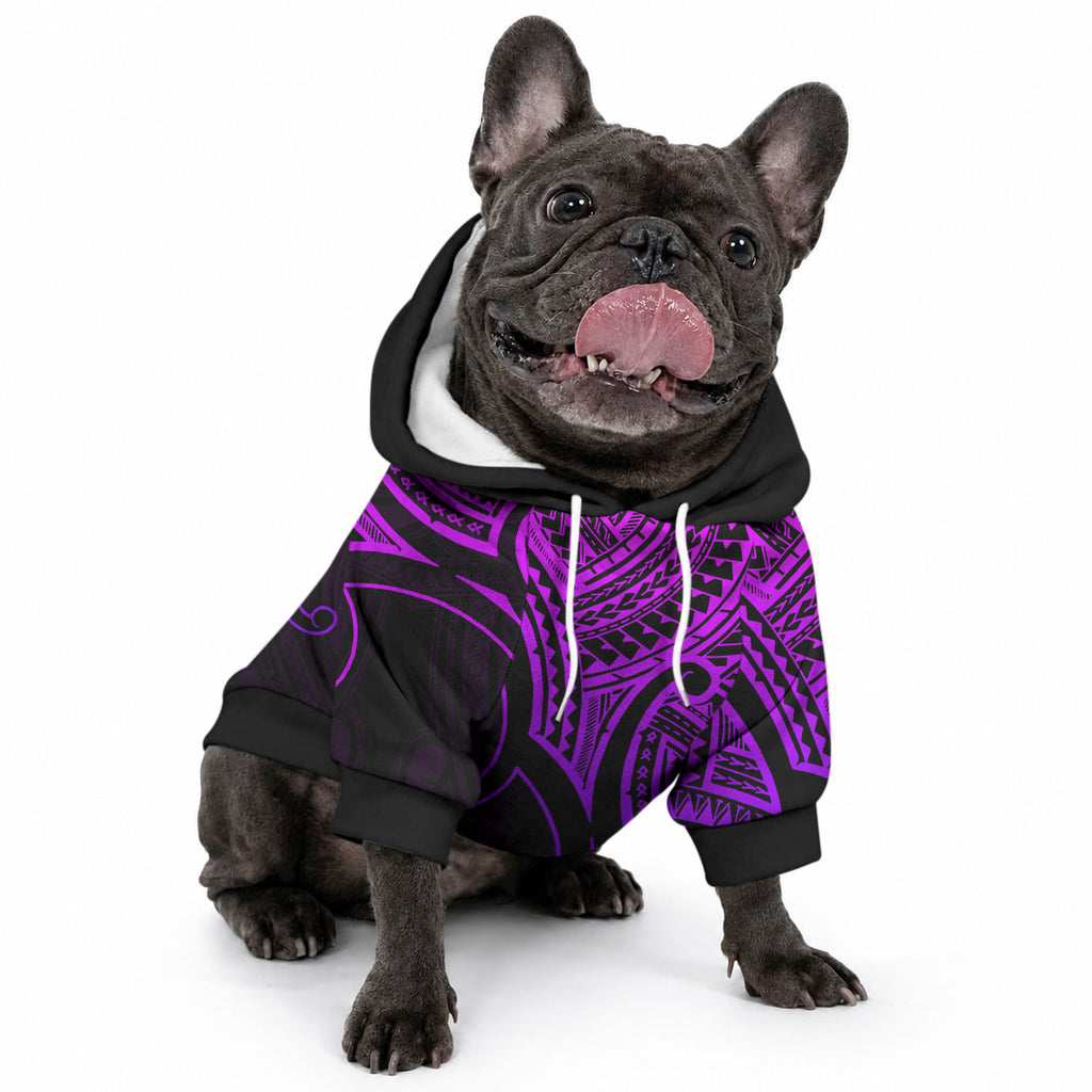 Aotearoa Maori Koru Pet Hoodie Polynesian Pacific Tribal - Purple