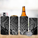 Personalised Aotearoa Papua Shell 4 in 1 Can Cooler Tumbler Black Polynesian Pacific Tribal