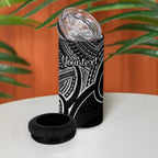 Personalised Aotearoa Papua Shell 4 in 1 Can Cooler Tumbler Black Polynesian Pacific Tribal