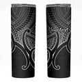 Personalised Aotearoa Papua Shell Skinny Tumbler Black Polynesian Pacific Tribal