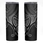 Personalised Aotearoa Papua Shell Skinny Tumbler Black Polynesian Pacific Tribal