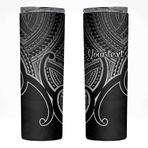 Personalised Aotearoa Papua Shell Skinny Tumbler Black Polynesian Pacific Tribal