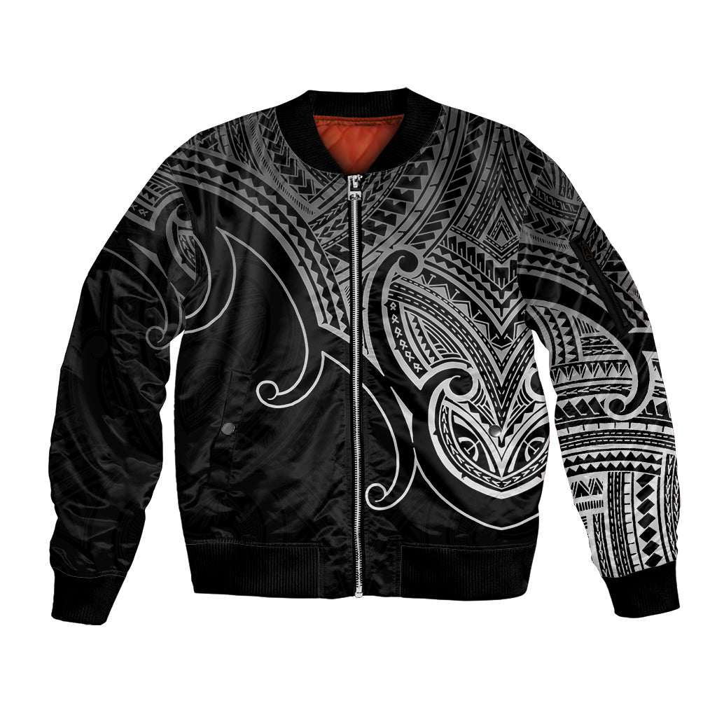 custom-aotearoa-maori-koru-sleeve-zip-bomber-jacket-polynesian-pacific-tribal-black