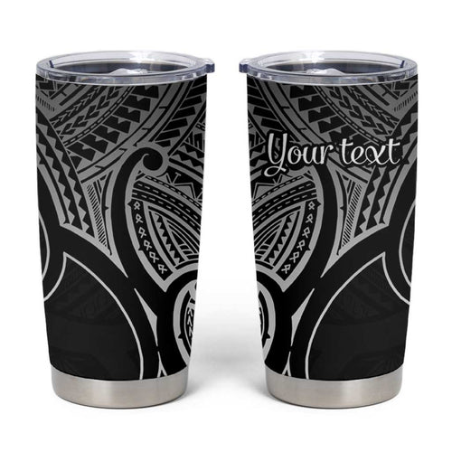 Personalised Aotearoa Papua Shell Tumbler Cup Black Polynesian Pacific Tribal