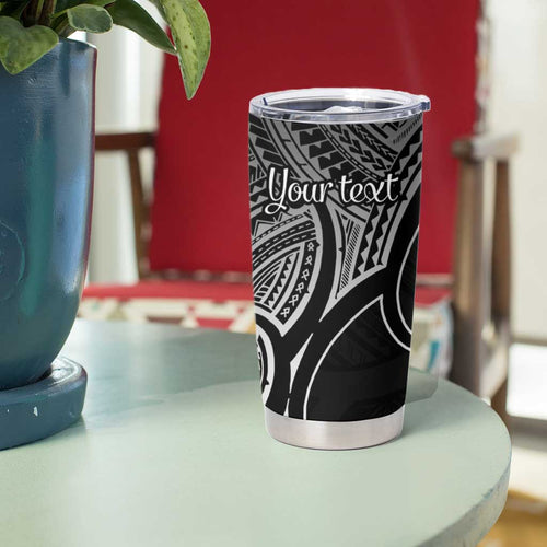 Personalised Aotearoa Papua Shell Tumbler Cup Black Polynesian Pacific Tribal