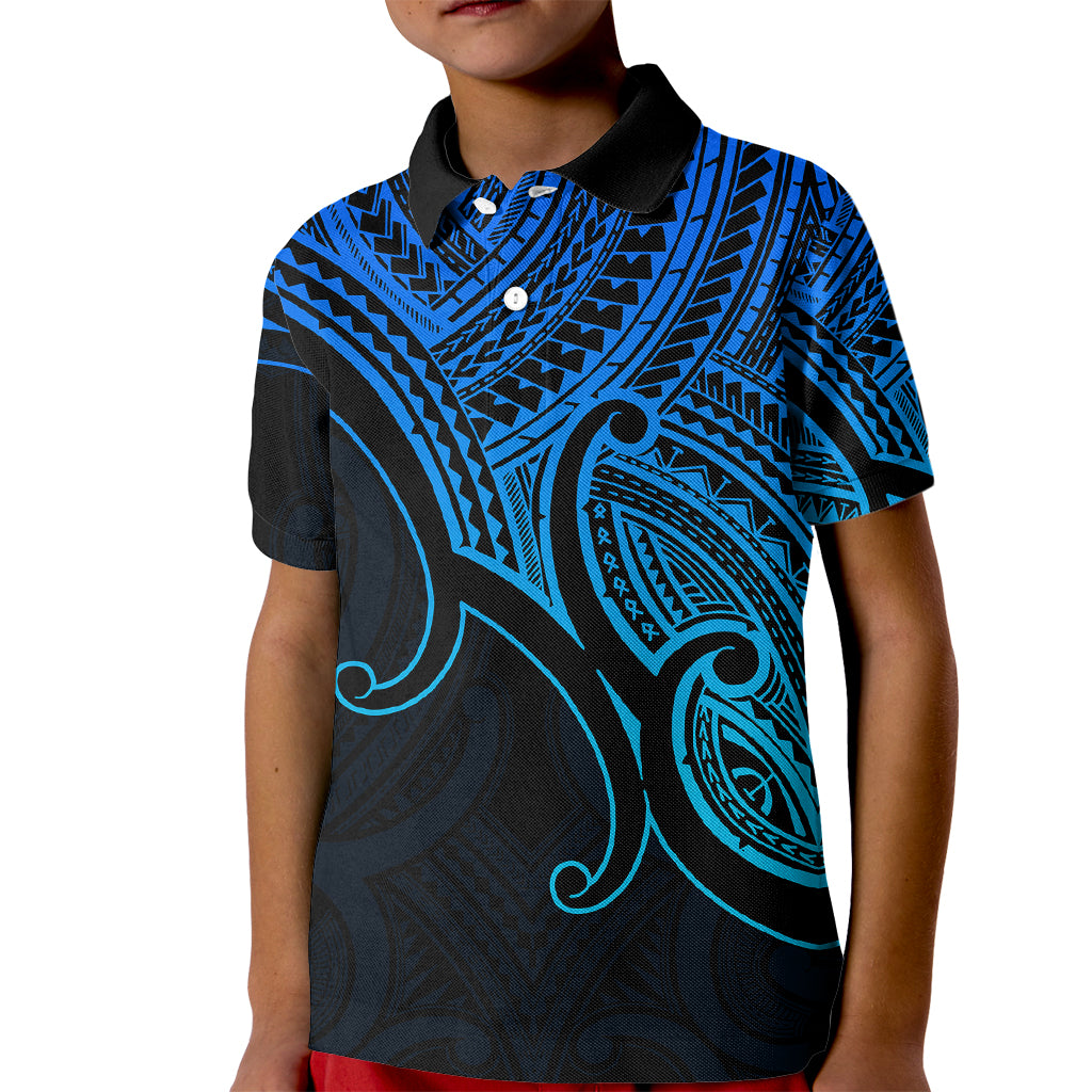 custom-aotearoa-maori-koru-kid-polo-shirt-polynesian-pacific-tribal-blue