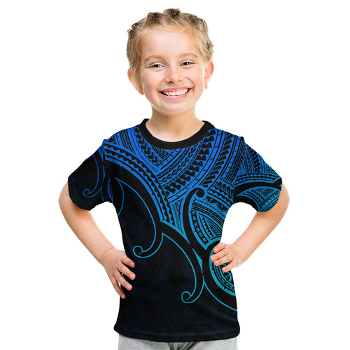 custom-aotearoa-maori-koru-kid-t-shirt-polynesian-pacific-tribal-blue