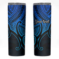 Personalised Aotearoa Papua Shell Skinny Tumbler Blue Polynesian Pacific Tribal