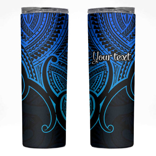 Personalised Aotearoa Papua Shell Skinny Tumbler Blue Polynesian Pacific Tribal