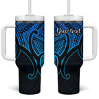 Personalised Aotearoa Papua Shell Tumbler With Handle Blue Polynesian Pacific Tribal