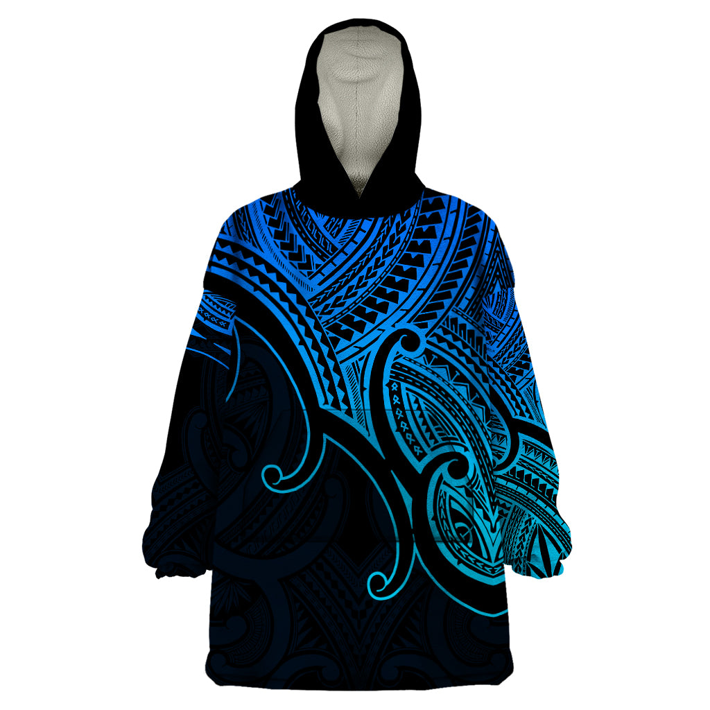 custom-aotearoa-maori-koru-wearable-blanket-hoodie-polynesian-pacific-tribal-blue