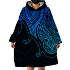 custom-aotearoa-maori-koru-wearable-blanket-hoodie-polynesian-pacific-tribal-blue