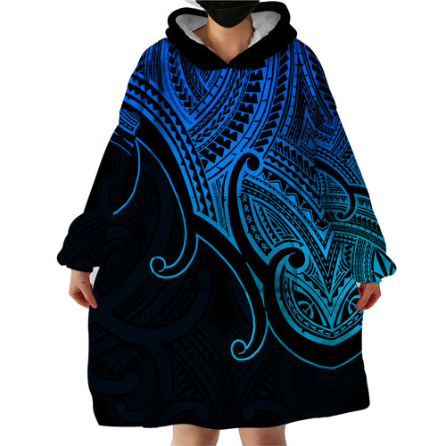 custom-aotearoa-maori-koru-wearable-blanket-hoodie-polynesian-pacific-tribal-blue