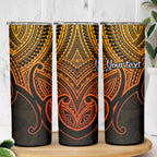 Personalised Aotearoa Papua Shell Skinny Tumbler Gold Polynesian Pacific Tribal