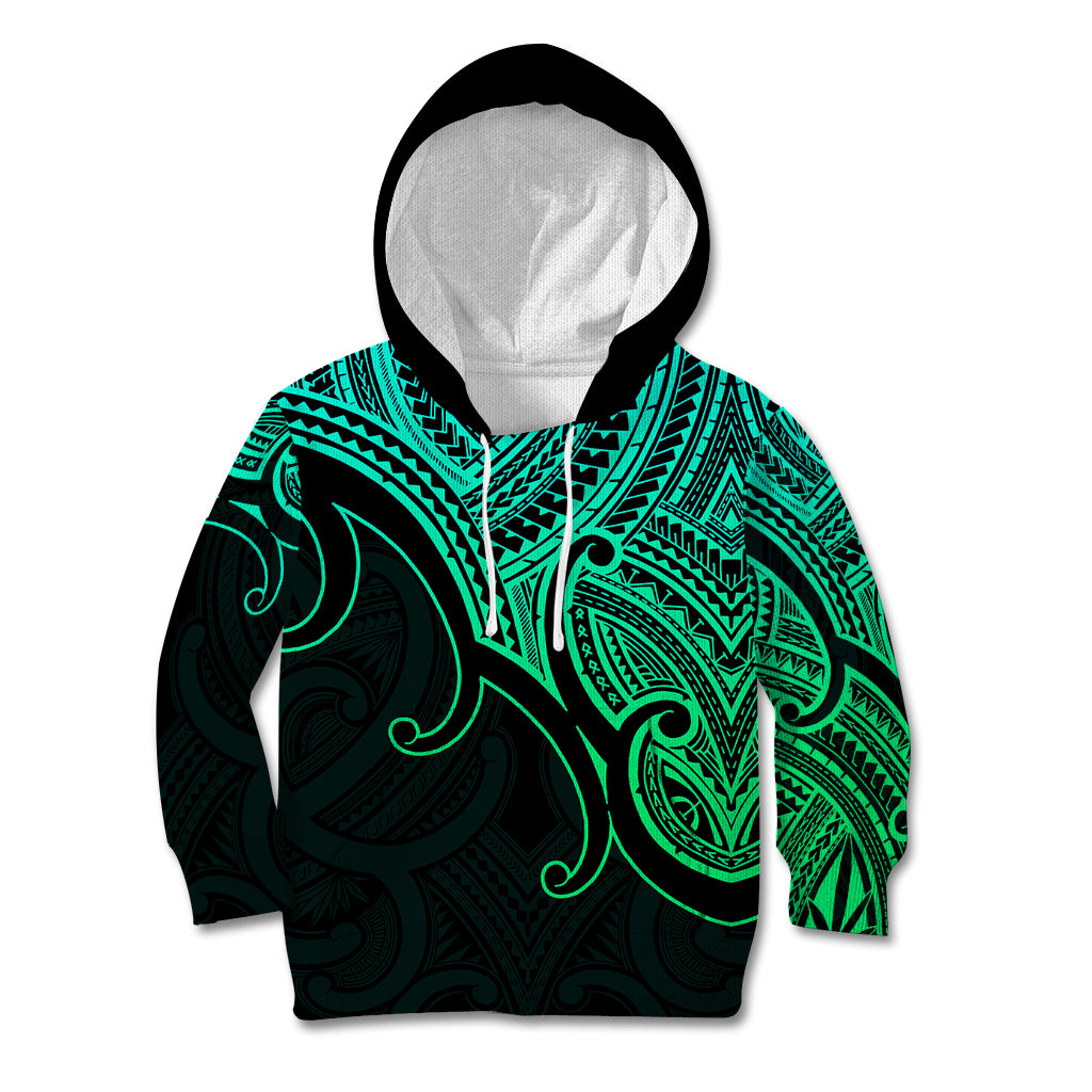 custom-aotearoa-maori-koru-kid-hoodie-polynesian-pacific-tribal-green