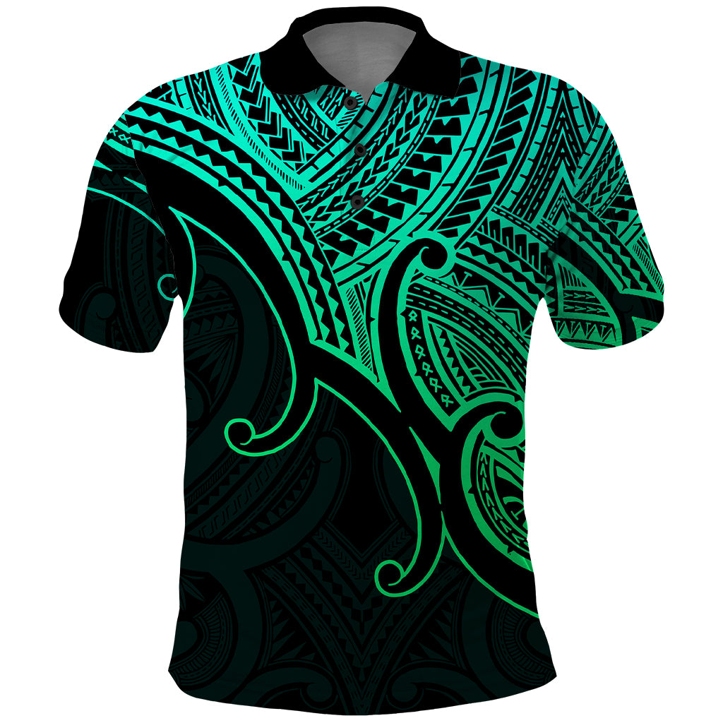 custom-aotearoa-maori-koru-polo-shirt-polynesian-pacific-tribal-green