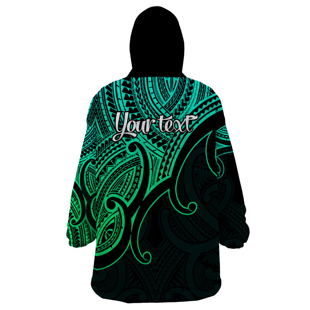 custom-aotearoa-maori-koru-wearable-blanket-hoodie-polynesian-pacific-tribal-green