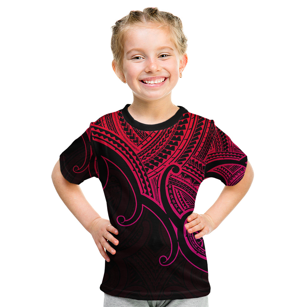 custom-aotearoa-maori-koru-kid-t-shirt-polynesian-pacific-tribal-pink