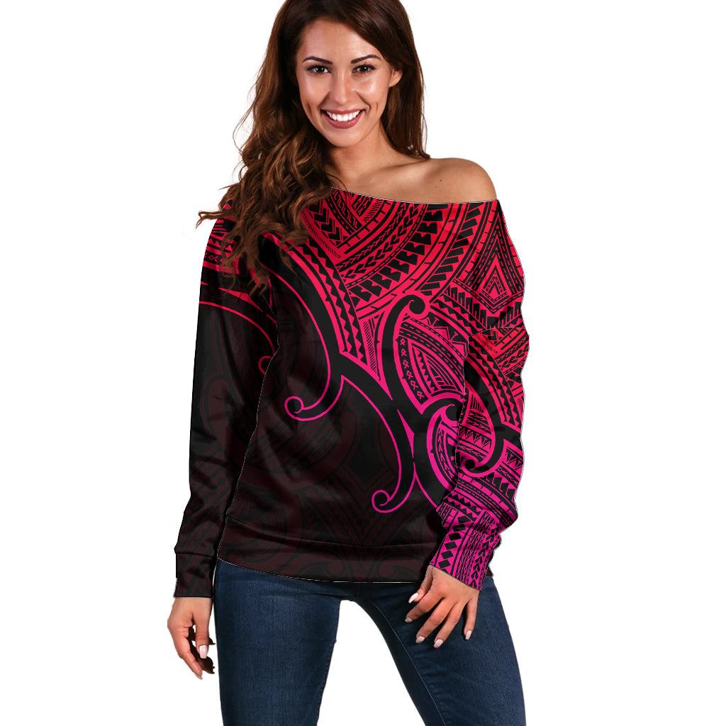 custom-aotearoa-maori-koru-off-shoulder-sweater-polynesian-pacific-tribal-pink