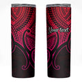 Personalised Aotearoa Papua Shell Skinny Tumbler Pink Polynesian Pacific Tribal