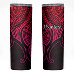 Personalised Aotearoa Papua Shell Skinny Tumbler Pink Polynesian Pacific Tribal