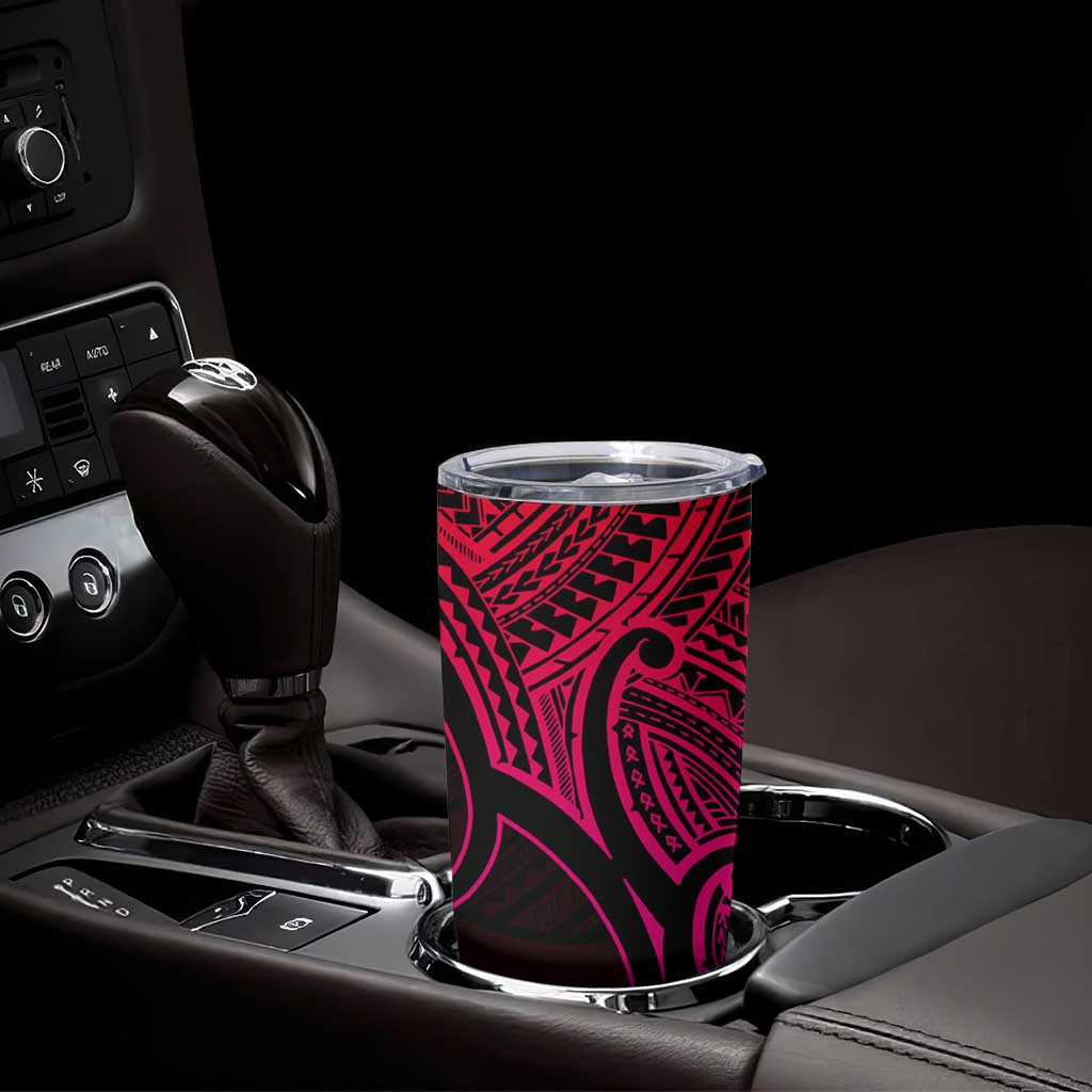 Personalised Aotearoa Papua Shell Tumbler Cup Pink Polynesian Pacific Tribal