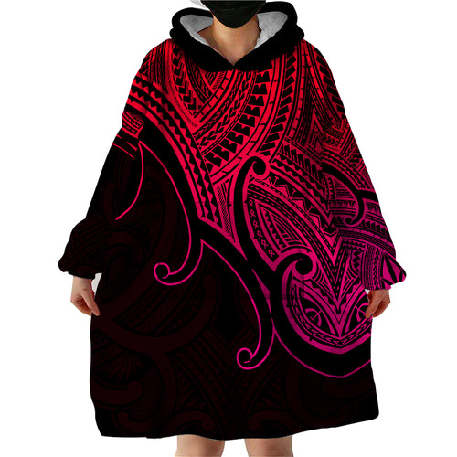 custom-aotearoa-maori-koru-wearable-blanket-hoodie-polynesian-pacific-tribal-pink