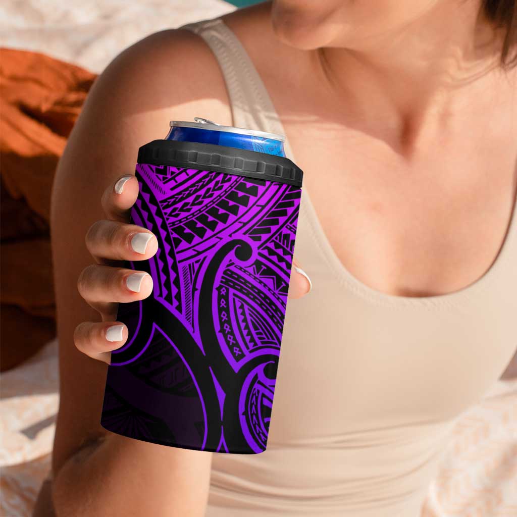 Personalised Aotearoa Papua Shell 4 in 1 Can Cooler Tumbler Purple Polynesian Pacific Tribal