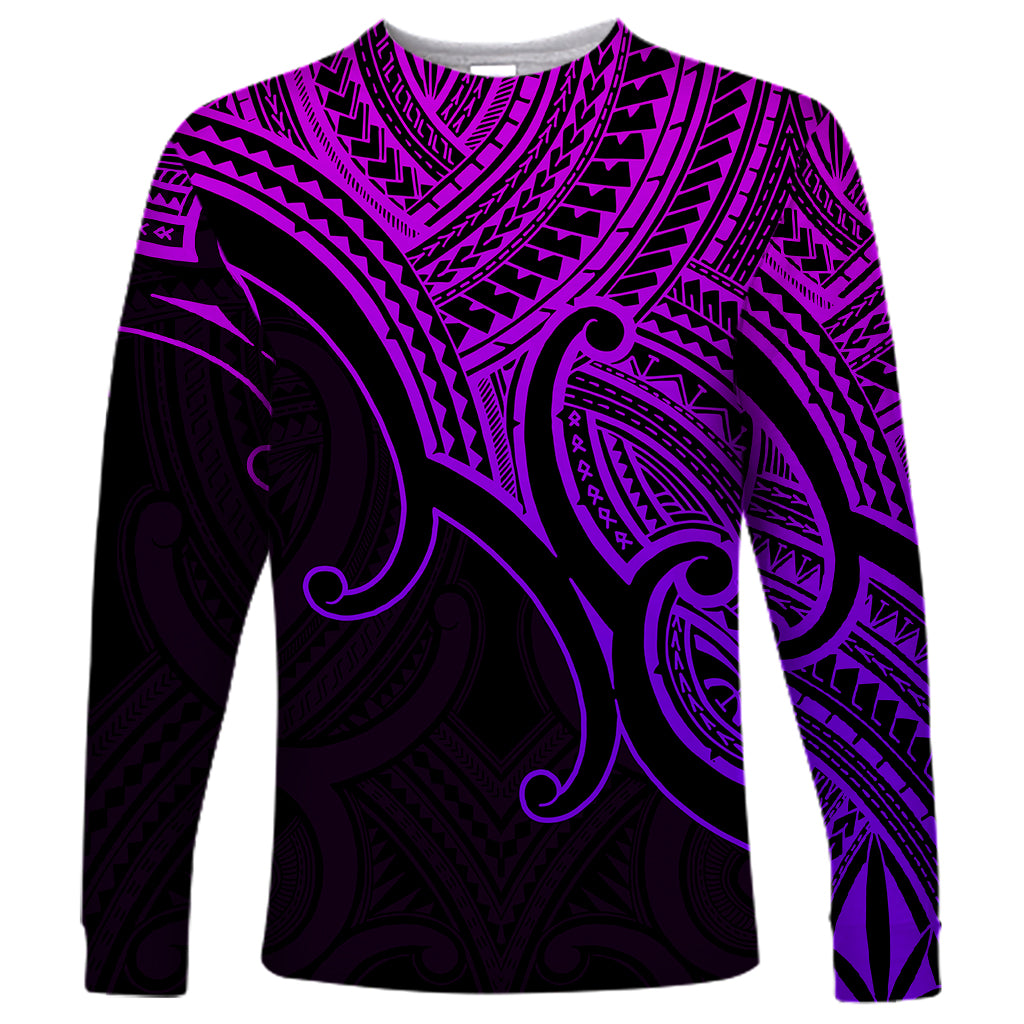custom-aotearoa-maori-koru-long-sleeve-shirt-polynesian-pacific-tribal-purple