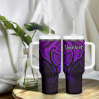 Personalised Aotearoa Papua Shell Tumbler With Handle Purple Polynesian Pacific Tribal