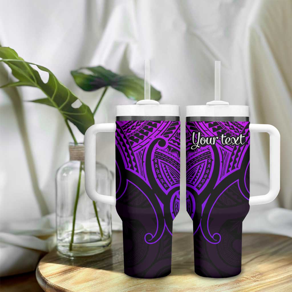 Personalised Aotearoa Papua Shell Tumbler With Handle Purple Polynesian Pacific Tribal
