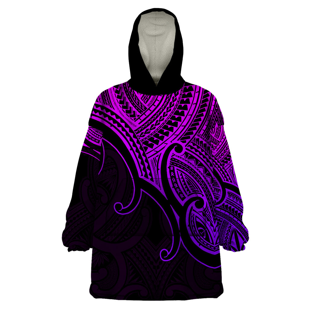 custom-aotearoa-maori-koru-wearable-blanket-hoodie-polynesian-pacific-tribal-purple