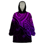 custom-aotearoa-maori-koru-wearable-blanket-hoodie-polynesian-pacific-tribal-purple
