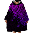 custom-aotearoa-maori-koru-wearable-blanket-hoodie-polynesian-pacific-tribal-purple