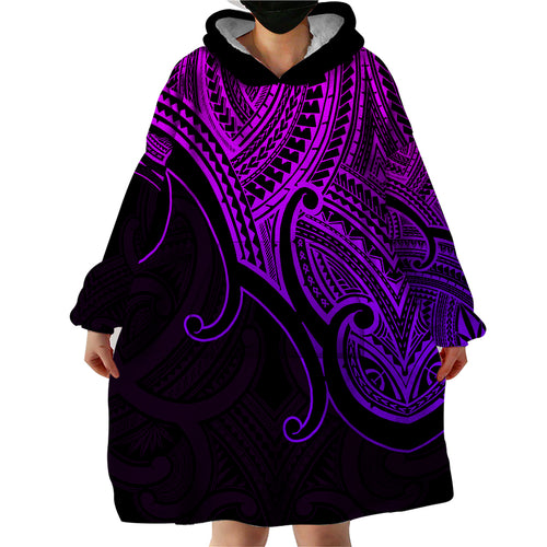 custom-aotearoa-maori-koru-wearable-blanket-hoodie-polynesian-pacific-tribal-purple