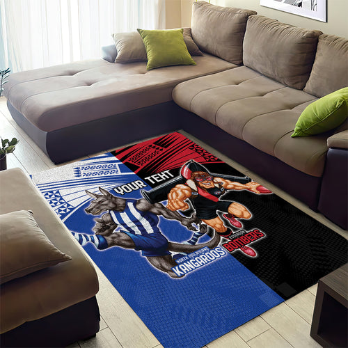 Custom Kangaroos and Bombers Area Rug Together Sporty Style