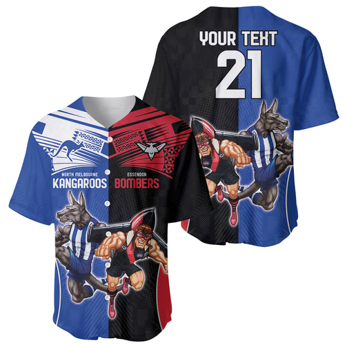 Custom Kangaroos and Bombers Baseball Jersey Together Sporty Style