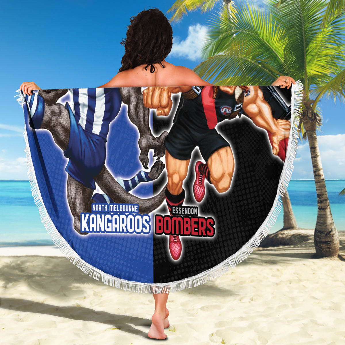 Custom Kangaroos and Bombers Beach Blanket Together Sporty Style