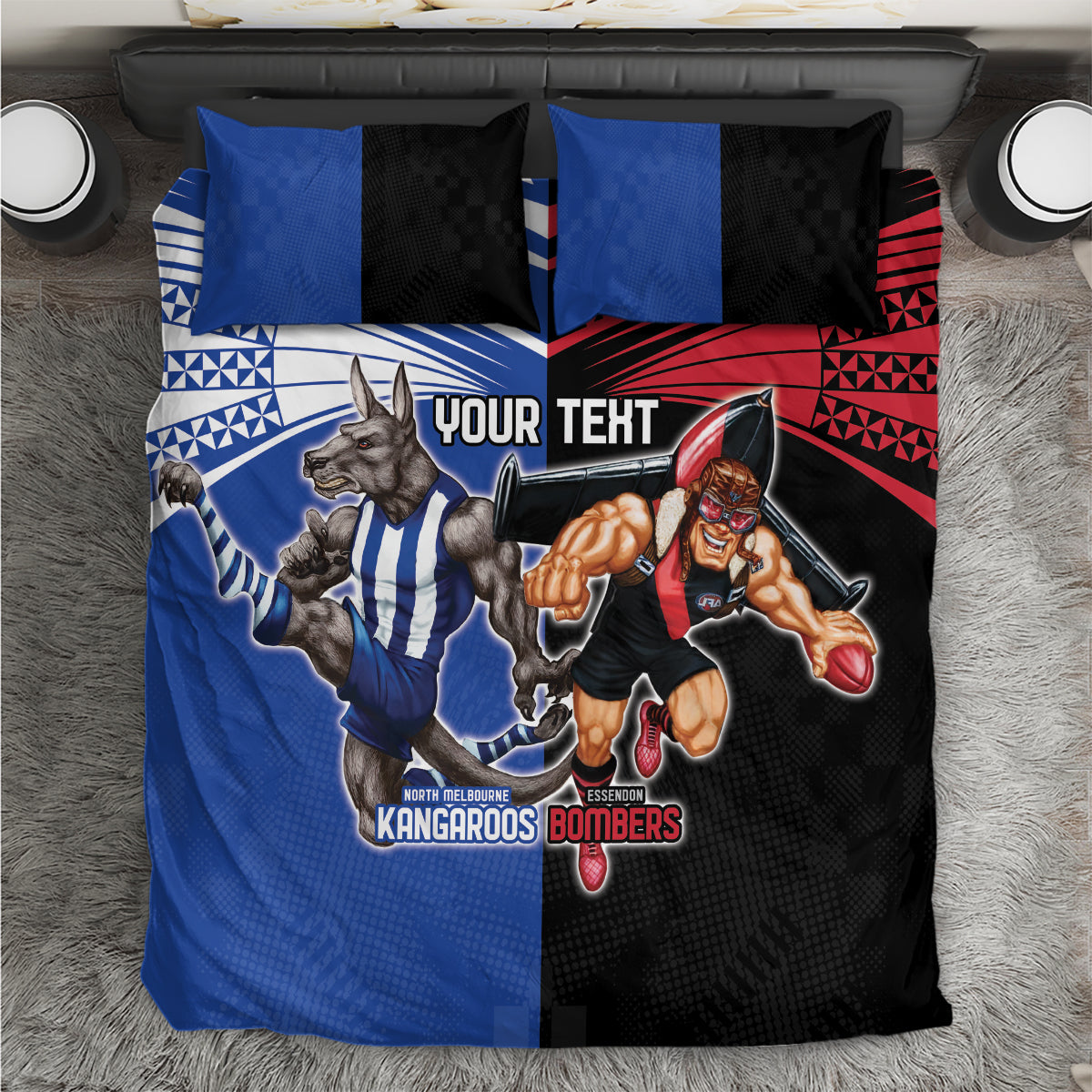 Custom Kangaroos and Bombers Bedding Set Together Sporty Style