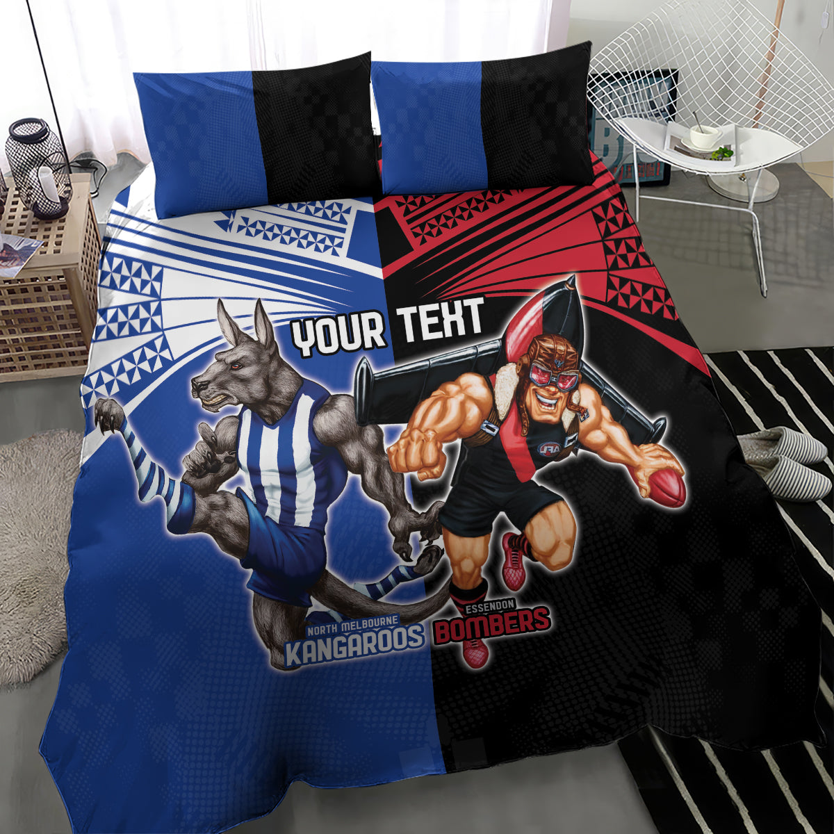 Custom Kangaroos and Bombers Bedding Set Together Sporty Style