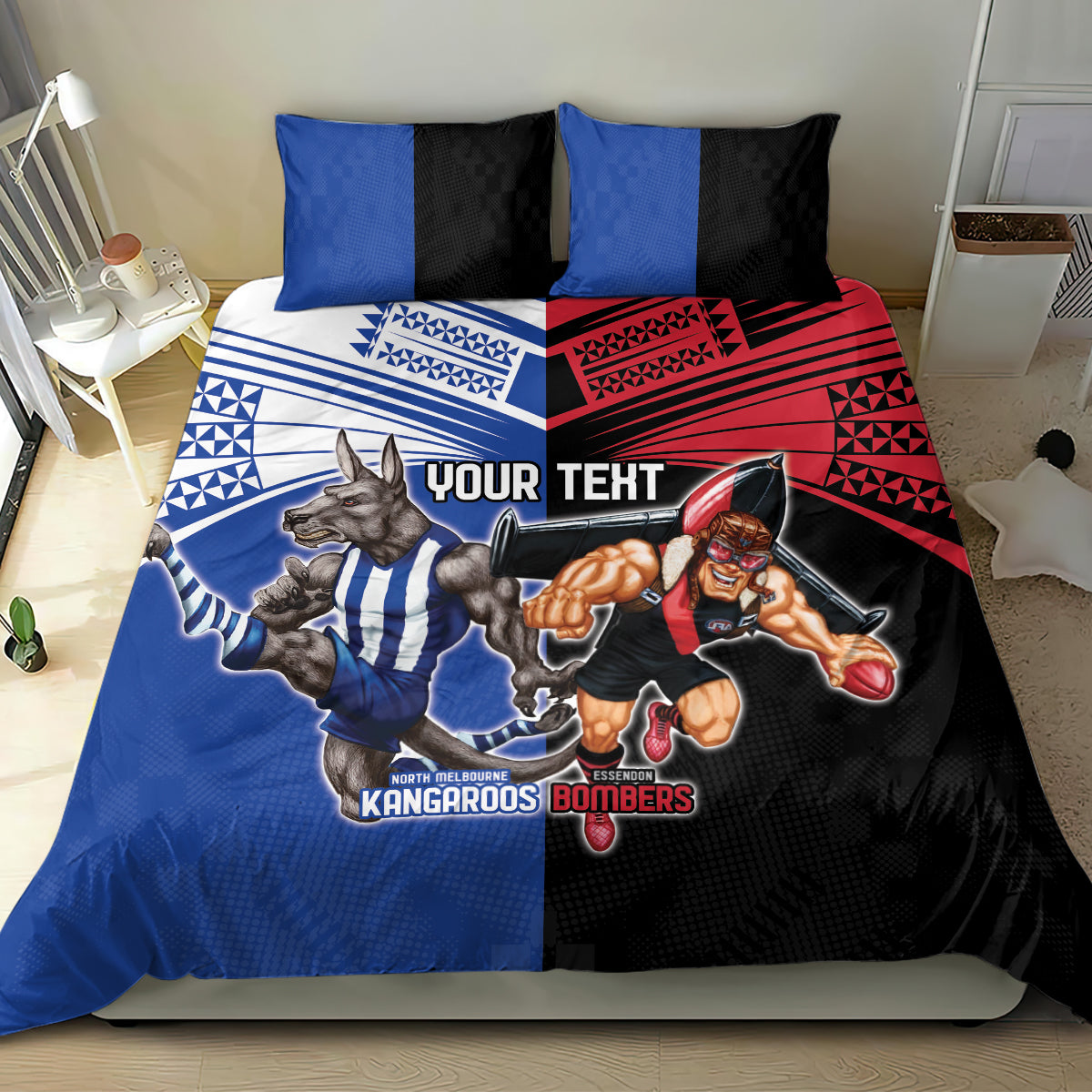 Custom Kangaroos and Bombers Bedding Set Together Sporty Style