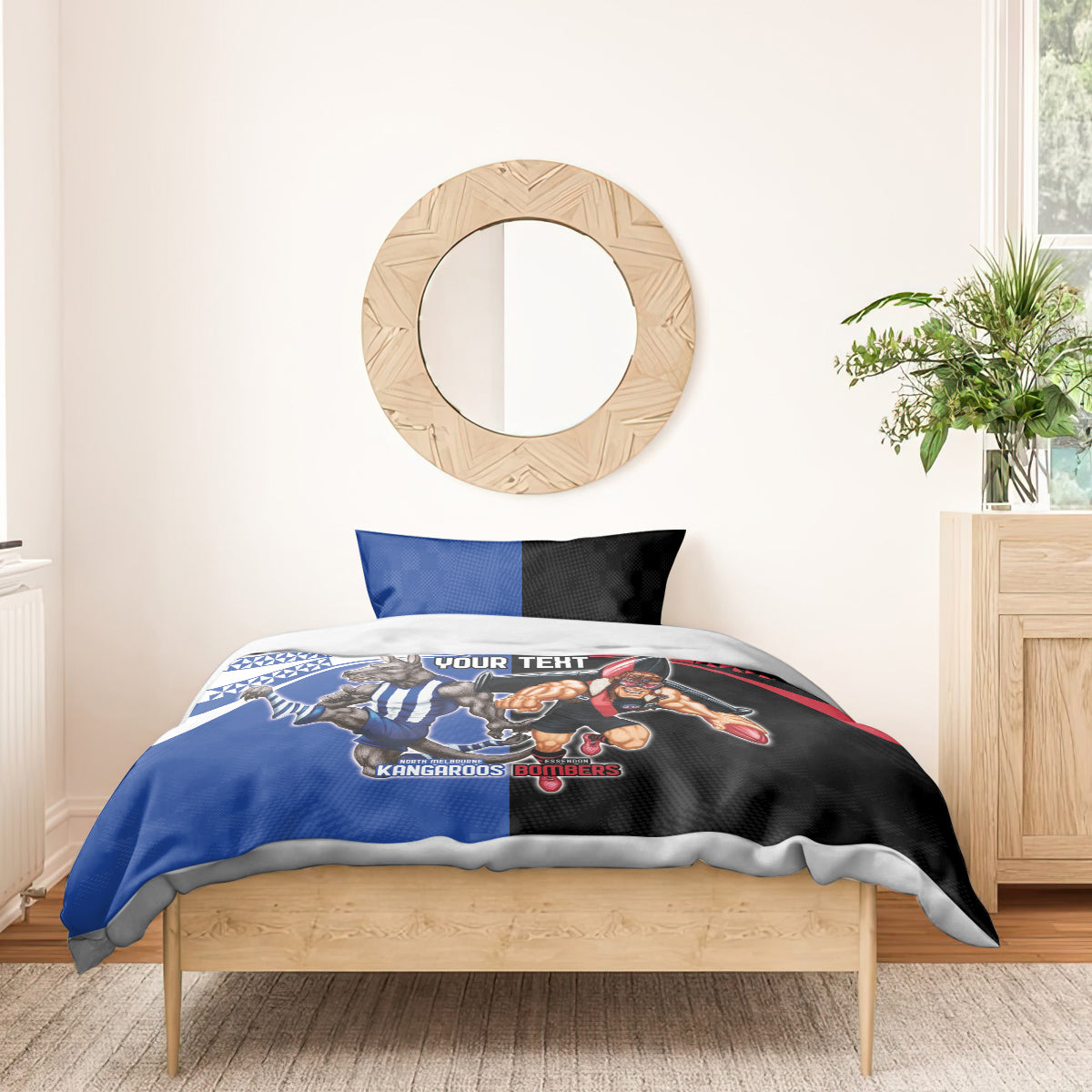 Custom Kangaroos and Bombers Bedding Set Together Sporty Style