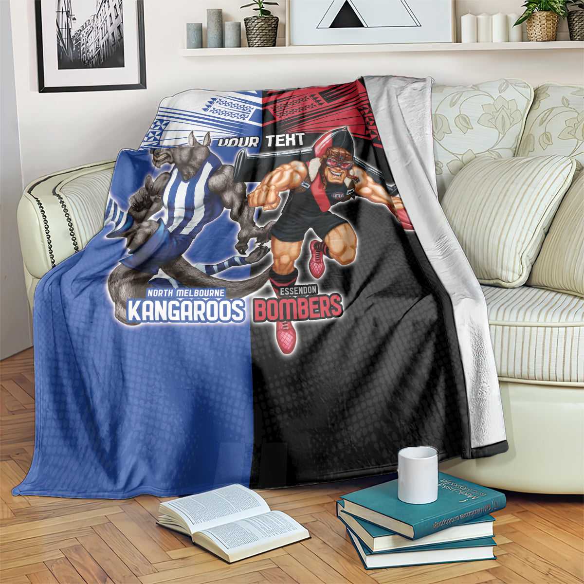 Custom Kangaroos and Bombers Blanket Together Sporty Style