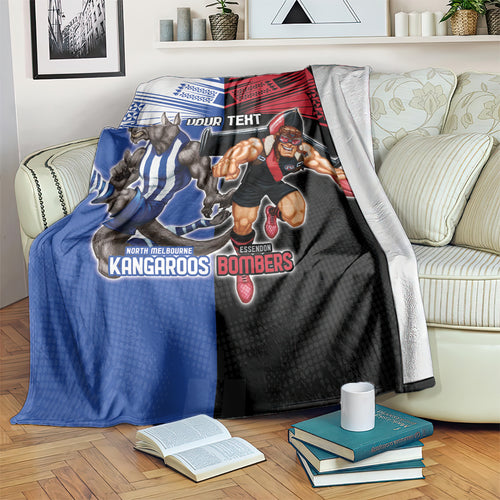 Custom Kangaroos and Bombers Blanket Together Sporty Style