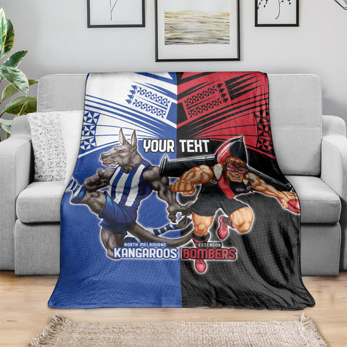 Custom Kangaroos and Bombers Blanket Together Sporty Style