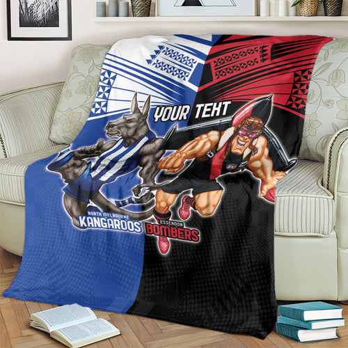 Custom Kangaroos and Bombers Blanket Together Sporty Style