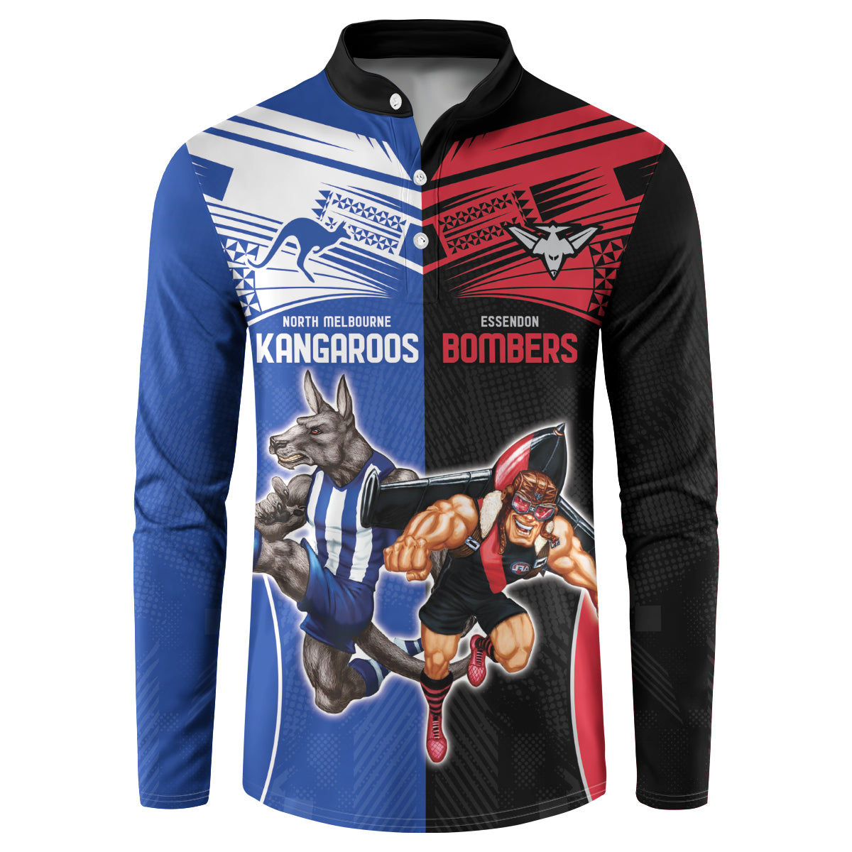 Custom Kangaroos and Bombers Button Sweatshirt Together Sporty Style