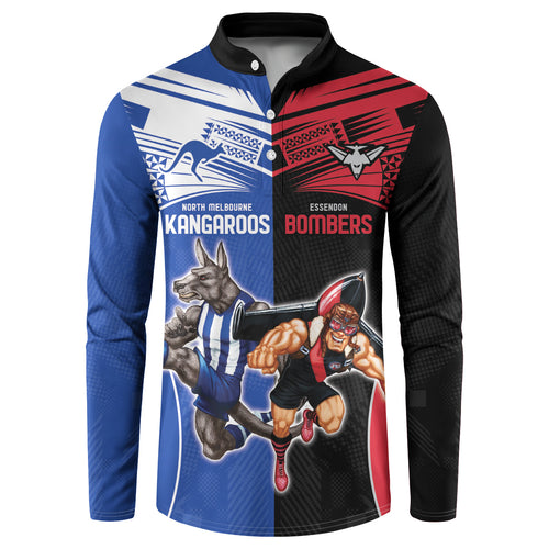 Custom Kangaroos and Bombers Button Sweatshirt Together Sporty Style
