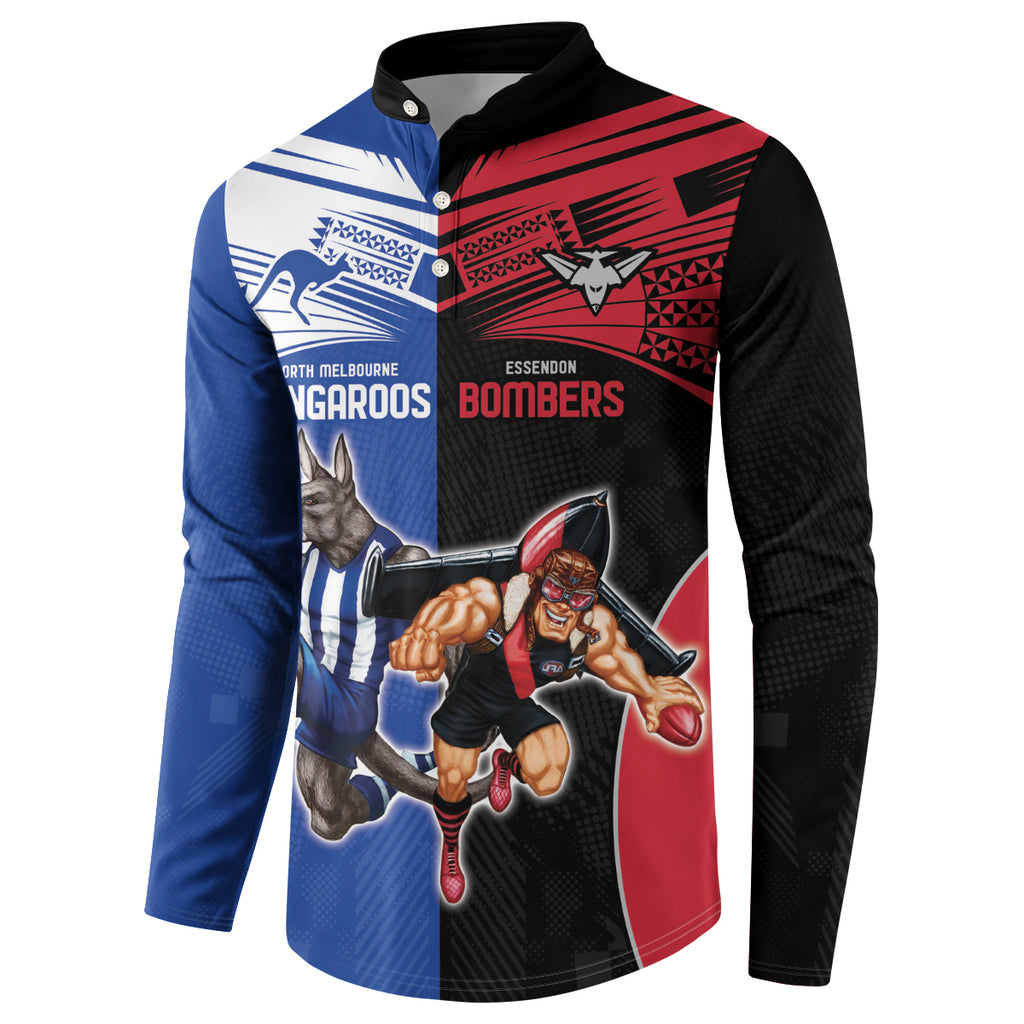 Custom Kangaroos and Bombers Button Sweatshirt Together Sporty Style